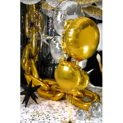 Pallone PALLONCINO TONDO ORO in foil Mylar - gonfiabile ad aria o elio 45CM