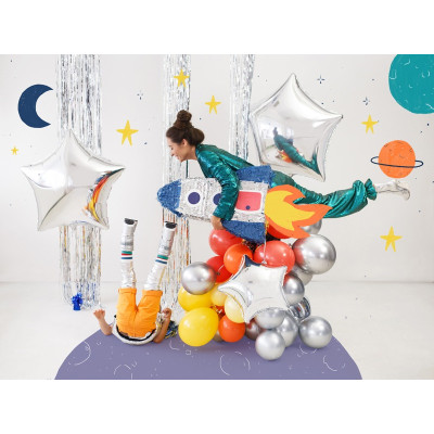 Pallone PALLONCINO STELLA ARGENTO 84 cm in foil Mylar - gonfiabile ad aria o elio