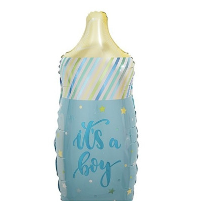 Pallone in foil MYLAR BIBERON celeste - addobbo feste, party, nascita 44x82 cm