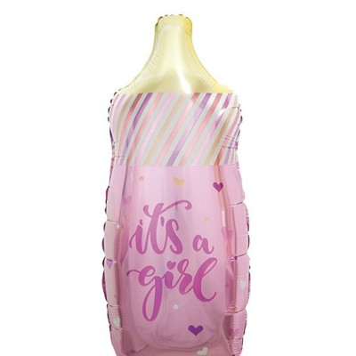 Pallone in foil MYLAR BIBERON rosa - addobbo feste, party, nascita 44x82 cm
