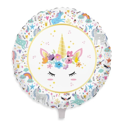 Pallone mylar UNICORNO - 45cm - gonfiabile ad aria o elio