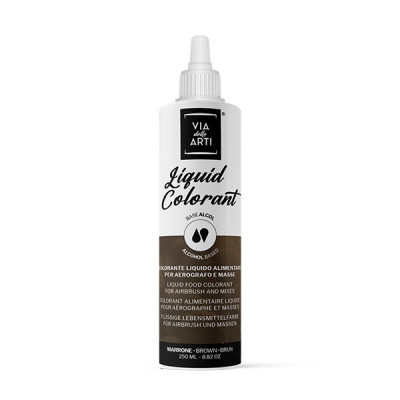 Colorante LIQUIDO alimentare per aerografo - MARRONE - base alcol - 250ml SCADENZA 31/07/2026