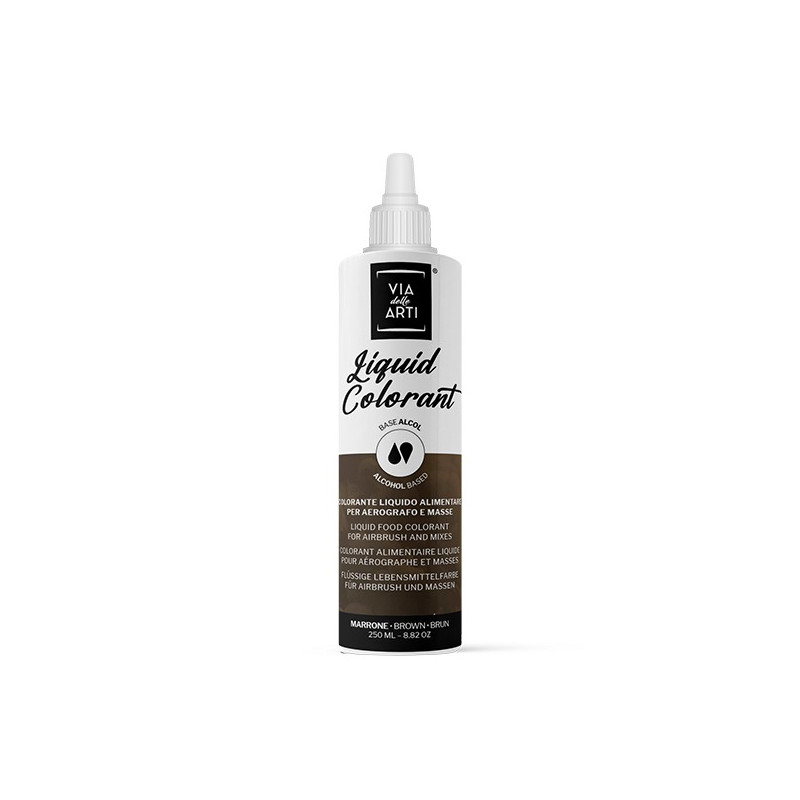 Colorante LIQUIDO alimentare per aerografo - MARRONE - base alcol - 250ml SCADENZA 31/07/2026