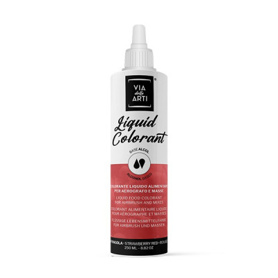 Colorante LIQUIDO alimentare per aerografo - ROSSO FRAGOLA - base alcol - 250ml SCADENZA 31/07/2026