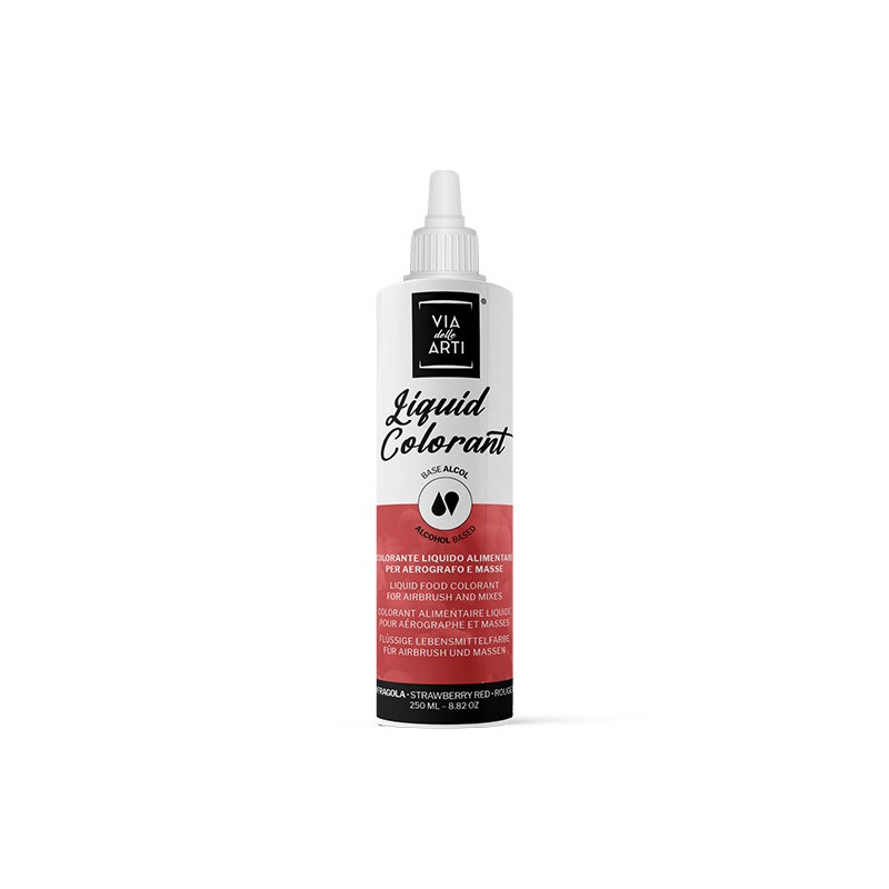 Colorante LIQUIDO alimentare per aerografo - ROSSO FRAGOLA - base alcol - 250ml SCADENZA 31/07/2026