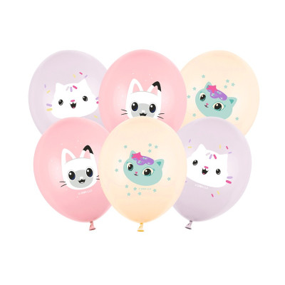 set 6 Palloncini GABBY'S DOLLHOUSE in LATTICE rosa lilla pesco 30 cm