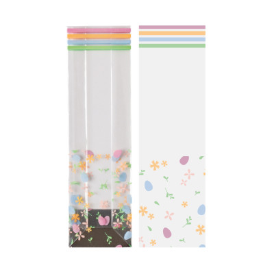 10x BUSTINE in plastica UOVA e FIORI- per alimenti con fondo rigido - 8x5xh28cm