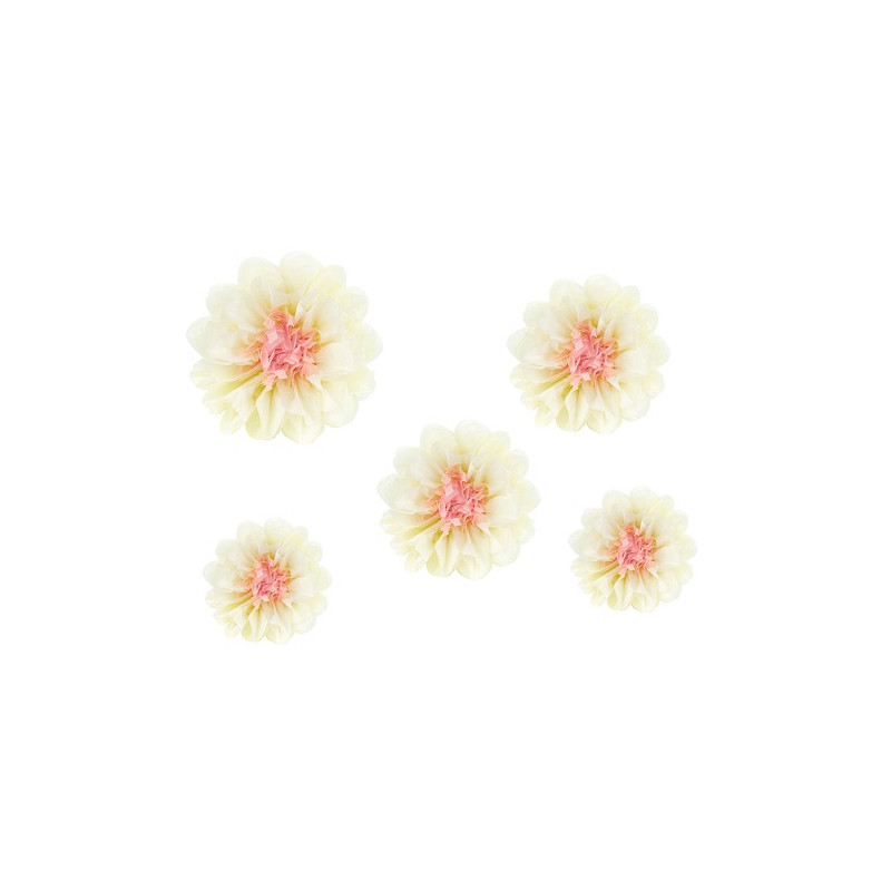 Set 5 Fiori in carta velina color crema 30/25/20cm decoro scenario sfondo parere