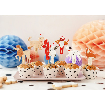 Set 7 mini Cake Topper in carta CANI - decorazione torte dolci da 7,3 a 9,6 cm
