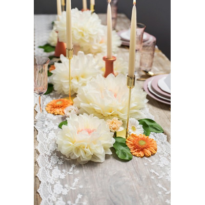 Set 5 Fiori in carta velina color crema 30/25/20cm decoro scenario sfondo parere