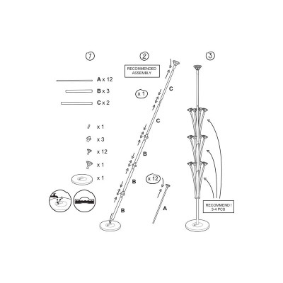 Supporto in plastica per palloncini per alloggiare 13 palloncini. Altezza 1,6mt