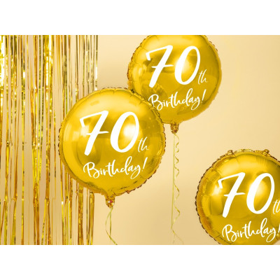 Palloncino foil mylar 70 ANNI colore ORO - gonfiabile ad aria o ad elio - 45 cm
