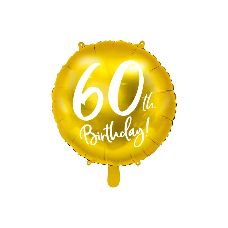 Palloncino foil mylar 60 ANNI colore ORO - gonfiabile ad aria o ad elio - 45 cm