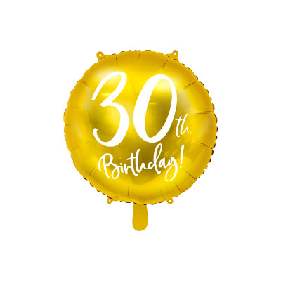 Palloncino foil mylar 30 ANNI colore ORO - gonfiabile ad aria o ad elio - 45 cm