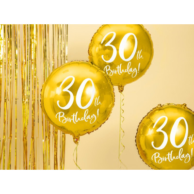 Palloncino foil mylar 30 ANNI colore ORO - gonfiabile ad aria o ad elio - 45 cm