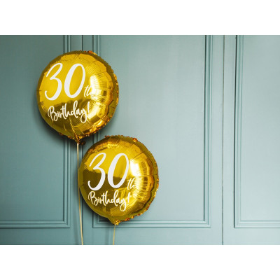 Palloncino foil mylar 30 ANNI colore ORO - gonfiabile ad aria o ad elio - 45 cm
