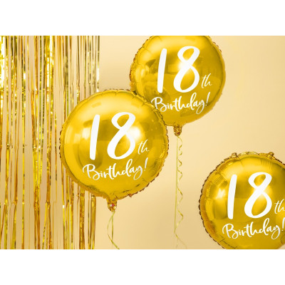 Palloncino foil mylar 18 ANNI colore ORO - gonfiabile ad aria o ad elio - 45 cm