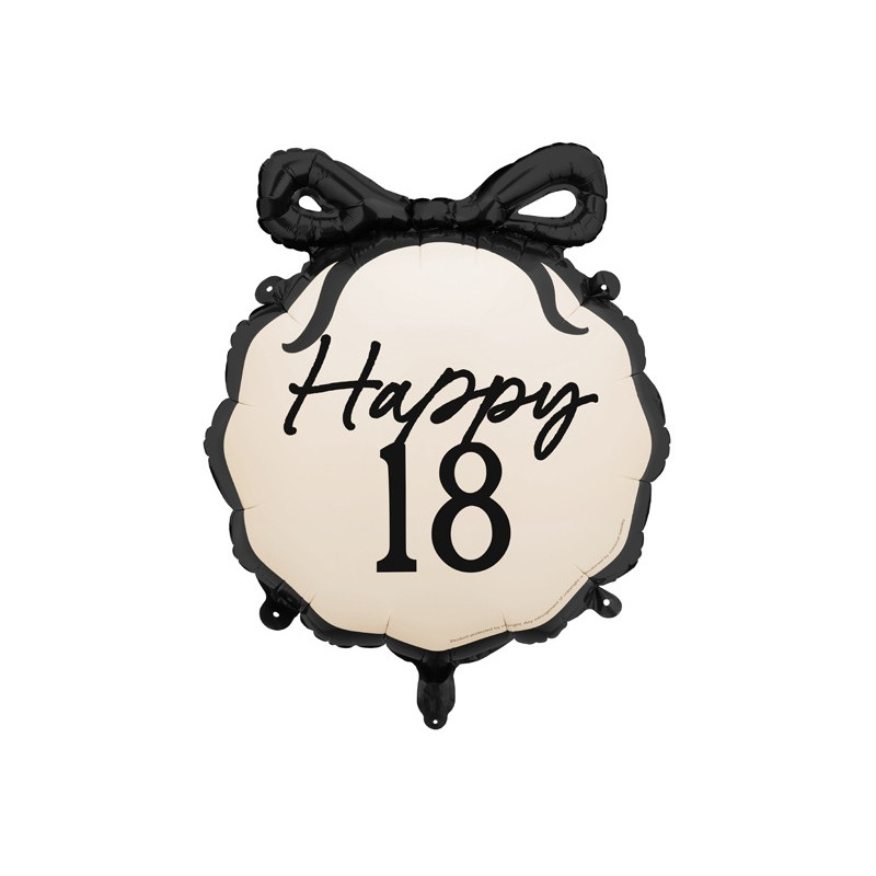 Palloncino foil mylar 18 ANNI colore Nero e Crema - gonfiabile ad aria o ad elio - 47x53 cm