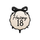 Palloncino foil mylar 18 ANNI colore Nero e Crema - gonfiabile ad aria o ad elio - 47x53 cm