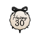 Palloncino foil mylar 30 ANNI colore Nero e Crema - gonfiabile ad aria o ad elio - 47x53 cm