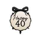 Palloncino foil mylar 40 ANNI colore Nero e Crema - gonfiabile ad aria o ad elio - 47x53 cm