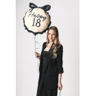 Palloncino foil mylar 18 ANNI colore Nero e Crema - gonfiabile ad aria o ad elio - 47x53 cm