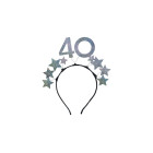 Cerchietto Frontino 40 Anni con stelle argento olografico e numero 40