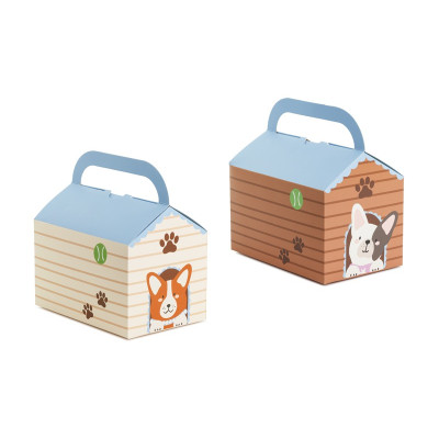 6 party box forma di CUCCIA cani - scatole porta merenda Happy Meal regalo fine festa