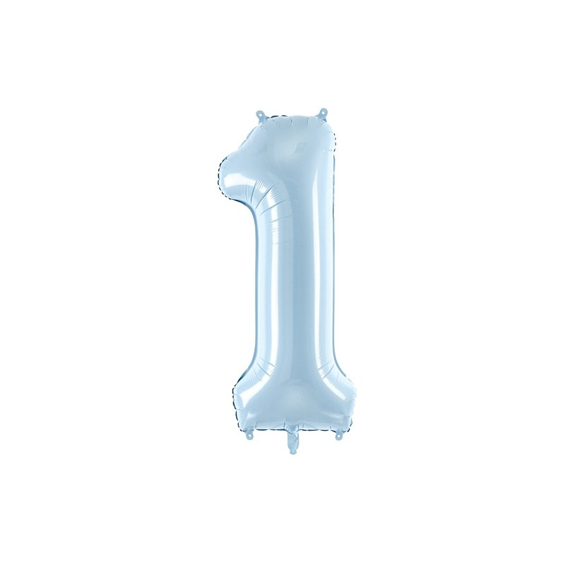 Pallone compleanno numero 1 AZZURO CHIARO 72 cm gonfiabile ad elio o aria