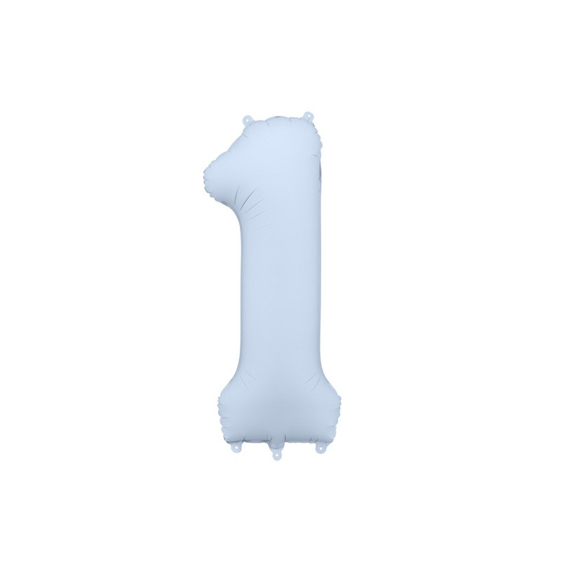 Pallone compleanno numero 1 AZZURRO NEBBIA opaco 86 cm gonfiabile ad elio o aria