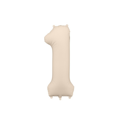 Pallone compleanno numero 1 BEIGE chiaro opaco 86 cm gonfiabile ad elio o aria