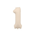 Pallone compleanno numero 1 BEIGE chiaro opaco 86 cm gonfiabile ad elio o aria