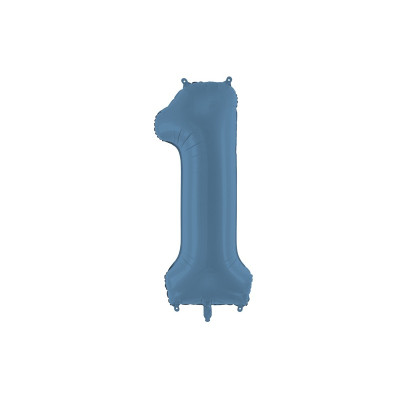 Pallone compleanno numero 1 BLU NAVY opaco 86 cm gonfiabile ad elio o aria