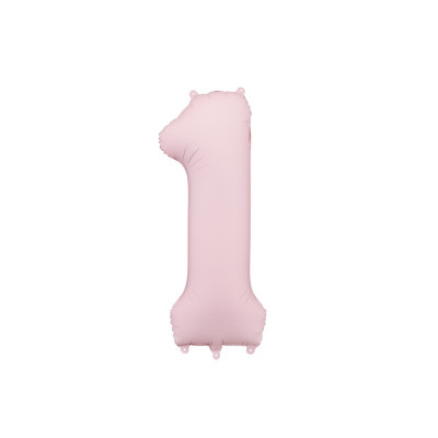 Pallone compleanno numero 1 ROSA CHIARO opaco 86 cm gonfiabile ad elio o aria