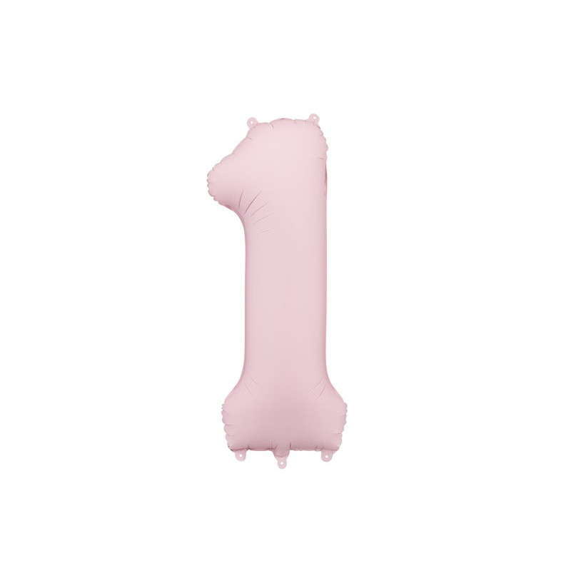 Pallone compleanno numero 1 ROSA CHIARO opaco 86 cm gonfiabile ad elio o aria