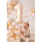 Pallone compleanno numero 1 BEIGE chiaro opaco 86 cm gonfiabile ad elio o aria