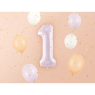 Pallone compleanno numero 1 VIOLA PASTELLO opaco 72 cm gonfiabile ad elio o aria