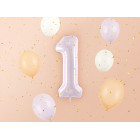 Pallone compleanno numero 1 VIOLA PASTELLO opaco 72 cm gonfiabile ad elio o aria