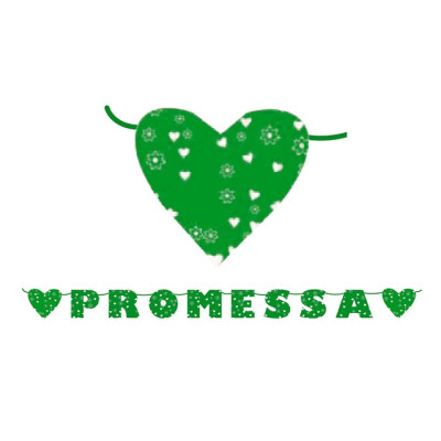 Festone scritta "PROMESSA" di matrimonio - BANNER- estensibile 6 mt verde