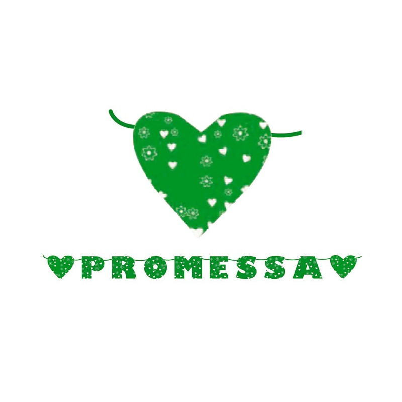 Festone scritta "PROMESSA" di matrimonio - BANNER- estensibile 6 mt verde