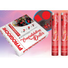 Set 6 Cannone SPARACORIANDOLI LAUREA cappellini, coriandoli tondi rettangoli e stellefilanti ROSSI Tubo lancia coriandoli 30cm