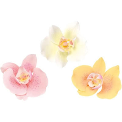 1 ORCHIDEA rosa, giallo,bianco casuale 8 cm in zucchero per torte e dolci