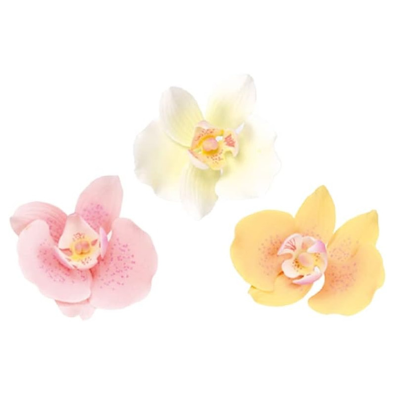 1 ORCHIDEA rosa, giallo,bianco casuale 8 cm in zucchero per torte e dolci