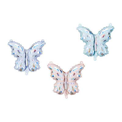 1 Pallone in foil MYLAR farfalla colore assortito casuale 19x23cm