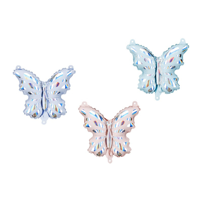 1 Pallone in foil MYLAR farfalla colore assortito casuale 19x23cm
