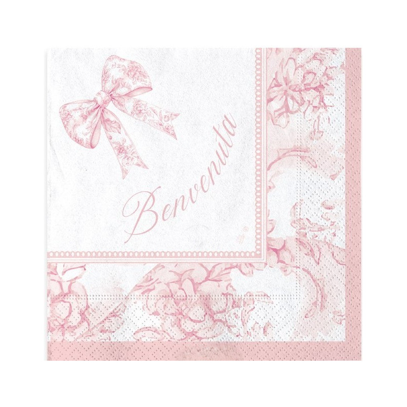 16 Tovaglioli in carta BENVENUTA - rosa - 33x33cm - Tovagliolini da dessert