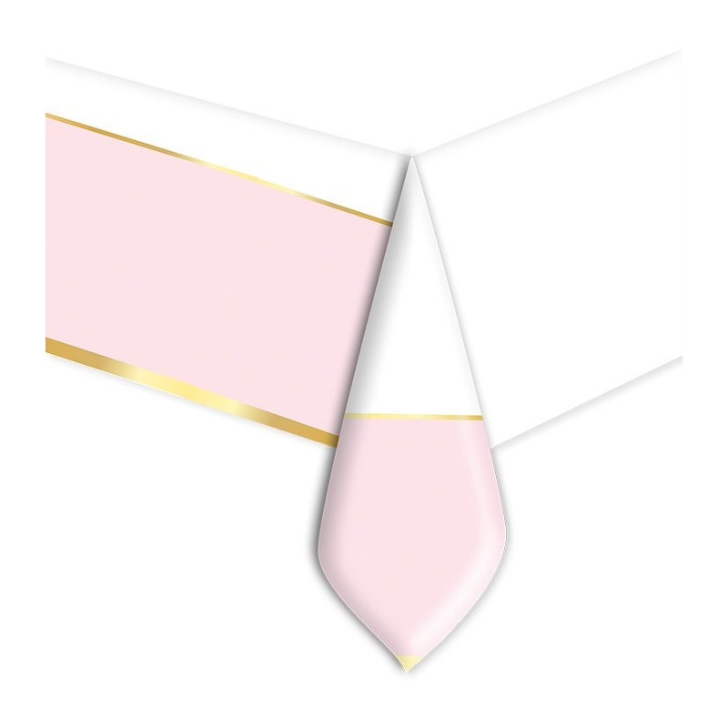 Tovaglia in plastica CHIC fascione ROSA e oro satinato 140X270cm