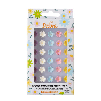 30 Fiorellini in ZUCCHERO colori assortii per decorazione torte e dolci - 1 cm