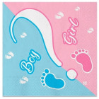 20 Tovaglioli in carta GENDER REVEAL Boy o Girl con punto interrogativo rosa celeste - 25x25cm