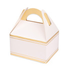 6 party box BIANCO ORO - scatole porta merenda Happy Meal regalo fine festa 15x18x11cm